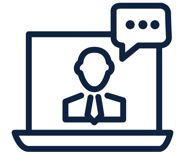 Person on laptop screen talking