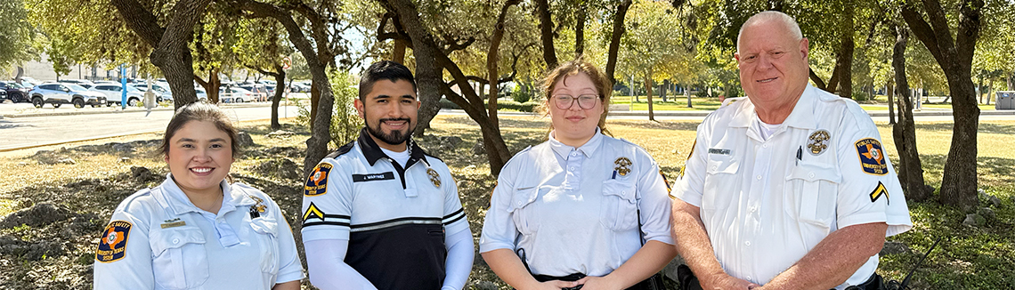 Three people leadership symbol.