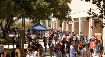 Students walking throughout Main Campus.