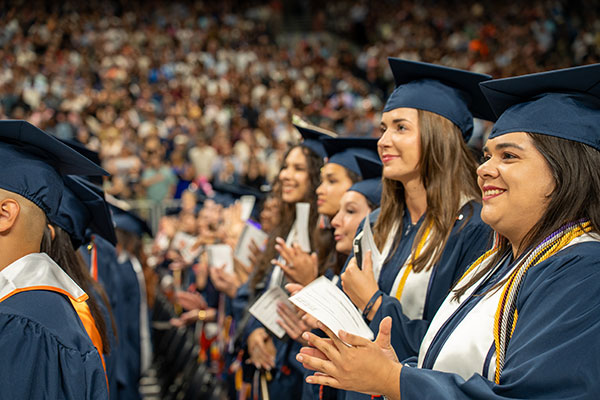 Graduation ceremony with women 