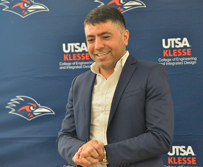 OCI Energy President and UT San Antonio alumnus Sabah Bayatli '15 smiled during an event announcing the donation of $250,000 from his company to the Klesse College
