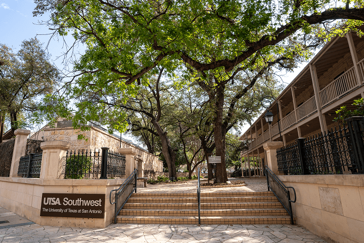 Steps up to the Southwest Campus